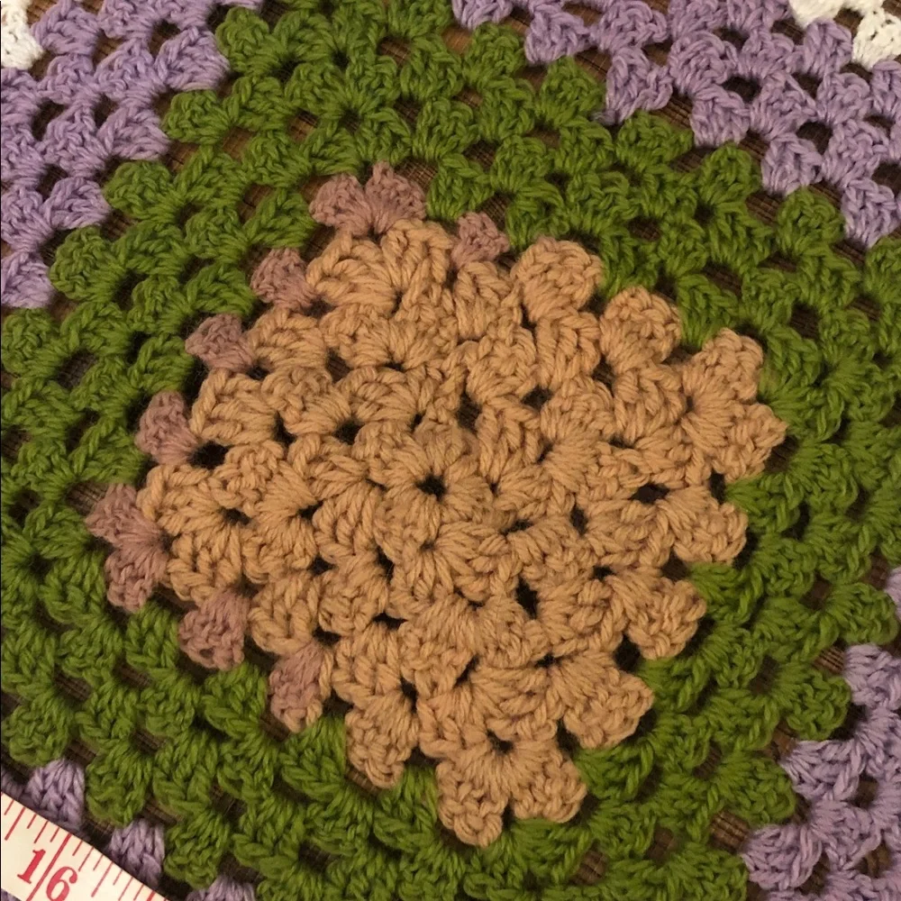 Handmade Multicolor Crochet Blanket 34 inch square